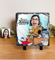 BK Gift Kişiye Özel Bayan Muhasebeci Karikatürlü Dekoratif Doğal Taş  1