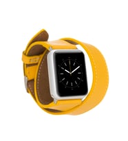 Bouletta Apple Watch Deri Kordon 42-44mm Çift Tur FL12 Sarı
