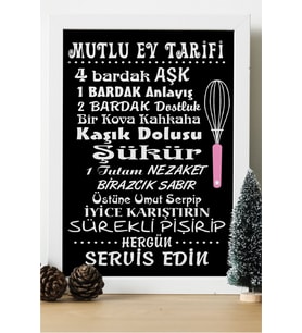 Mutlu Ev Tarifi Ahşap 24x33 cm Tasarım Çerçeve