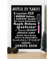 Mutlu Ev Tarifi Ahşap 24x33 cm Tasarım Çerçeve
