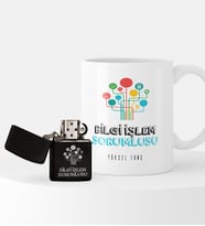 BK Gift Kişiye Özel Bilgi İşlem Sorumlusu Temalı Çakmak ve Kupa Seti - 1