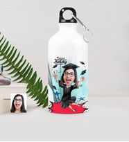 BK Gift Kişiye Özel Bayan Mezun Karikatürlü Metal Suluk 500 Ml 1