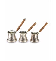 Gümüşlü Gül Çiçek Bakır 3 lü Cezve Takımı