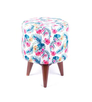 Dncstore Dijital Baskılı Bahar Desenli Yuvarlak Puf Makyaj  Koltuğu 35*35