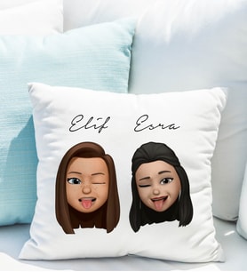Emoji Kız Arkadaş Stiker Yastığı Kişiye Özel