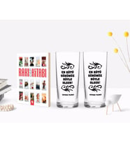 BK Gift Kişiye Özel Renkli Baskılı En Kötü Günümüz Böyle Olsun Tasarımlı İkili Rakı Bardağı ve Rakı Cep Kitabı Hediye Seti-1 (Model 1)