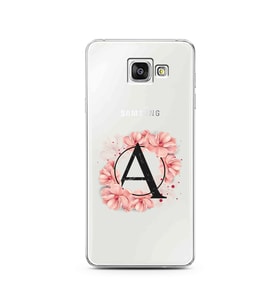 Pembe Çiçekli Harf Tasarım Süper Şeffaf Silikon Telefon Kılıfı Samsung A3 (2016)