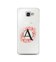 Pembe Çiçekli Harf Tasarım Süper Şeffaf Silikon Telefon Kılıfı Samsung A3 (2016)