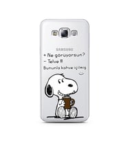Snoopy Tasarımlı Süper Şeffaf Silikon Telefon Kılıfı Samsung E7