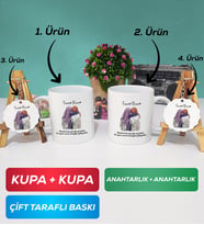İkili Arkadaşa Hediye Yan Yana Kupa Bardak Anahtarlık