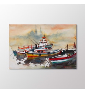 Arty Tablo Suluboya Tekneler ve İstanbul Tablo (Karışık)