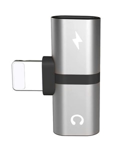 iPhone 7 8 X XR XS 11 için 2 in 1 Ses Şarj Çift Adaptör Splitter Gümüş