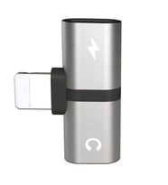 iPhone 7 8 X XR XS 11 için 2 in 1 Ses Şarj Çift Adaptör Splitter Gümüş