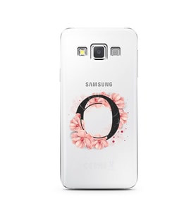 Pembe Çiçekli Harf Tasarım Süper Şeffaf Silikon Telefon Kılıfı Samsung A3 (2015)