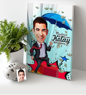 BK Gift Kişiye Özel Bay Borsacı Karikatür Kanvas Tablo 30x50cm