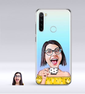 BK Gift Kişiye Özel Bayan Karikatürlü Xiaomi Redmi Note 8 İnce Şeffaf Silikon Telefon Kapağı-48 (Beyaz)