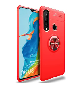 Microsonic Huawei P30 Lite Kılıf Kickstand Ring Holder Kırmızı