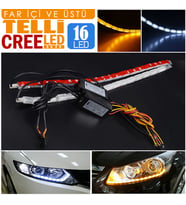 Far içi Far Üstü Su Geçirmez Kayar Led Sinyalli 16 Led Telli