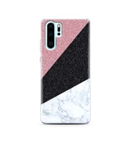 Üçgen Mermer Tasarımlı Süper Şeffaf Silikon Telefon Kılıfı Huawei P30 Pro 