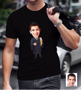 BK Gift Kişiye Özel Bay Avukat Karikatürlü Siyah T-Shirt