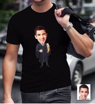 BK Gift Kişiye Özel Bay Avukat Karikatürlü Siyah T-Shirt