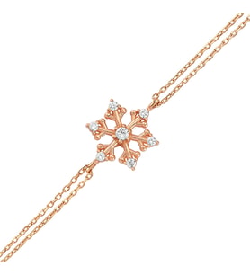Rose Gümüş Mini Kar Tanesi Bileklik