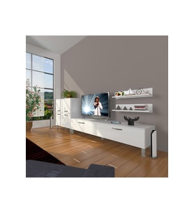 Decoraktiv Eko On Slm Std Krom Ayaklı Tv Ünitesi Tv Sehpası (Beyaz)