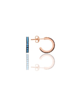 Söğütlü Silver Gümüş rose turkuaz taşlı 13 mm tamtur halka küpe
