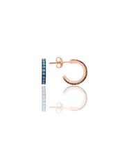 Söğütlü Silver Gümüş rose turkuaz taşlı 13 mm tamtur halka küpe