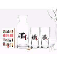 BK Gift Kişiye Özel Renkli Baskılı Kaptan Tasarımlı İkili Rakı Bardağı Karaf ve Cep Kitabı Hediye Seti-2 (Model 1)