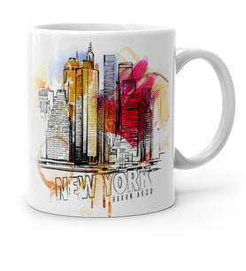 BK Gift Kişiye Özel New York Tasarımlı Beyaz Kupa Bardak  1