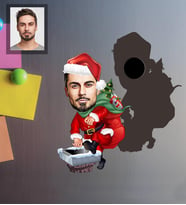 Kişiye Özel Yılbaşı Erkek Karikatürlü Ahşap Magnet Model-2