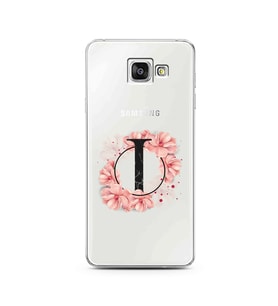 Pembe Çiçekli Harf Tasarım Süper Şeffaf Silikon Telefon Kılıfı Samsung A3 (2016)