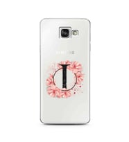 Pembe Çiçekli Harf Tasarım Süper Şeffaf Silikon Telefon Kılıfı Samsung A3 (2016)