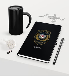 BK Gift Kişiye Özel Polis Özel Harekat Temalı Siyah Defter Kalem Termos Mug Seti (Model 1)