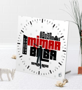 BK Gift Kişiye Özel Mimar Baba Masaüstü Kare Cam Saat-1 (Beyaz)