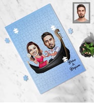 Kişiye Özel Sevgili Karikatürlü A3 130 Parça Puzzle Model 18