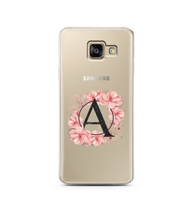 Pembe Çiçekli Harf Tasarım Süper Şeffaf Silikon Telefon Kılıfı Samsung A3 (2017)