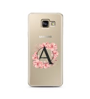Pembe Çiçekli Harf Tasarım Süper Şeffaf Silikon Telefon Kılıfı Samsung A3 (2017)