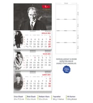 2025 Atatürk Gemici Takvim (Üç Parça Spiralli)