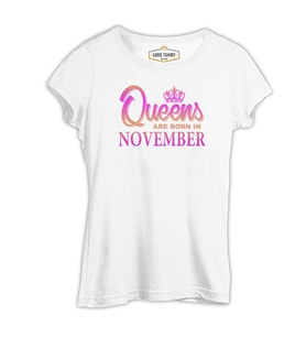 Burç - Queens are Born Beyaz Kadın Tshirt