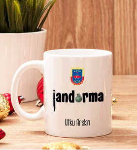 Jandarmaya Hediye Beyaz Kupa Bardak