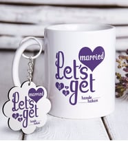BK Gift Kişiye Özel Minions Let's Get Married Beyaz Kupa ve Anahtarlık Hediye Seti (Model 1)