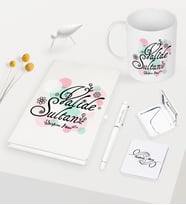 BK Gift Kişiye Özel Valide Sultan Beyaz Defter Kalem Kupa Ayna Seti - 3 (Model 1)