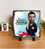 BK Gift Kişiye Özel Bay Hakim Karikatürlü Dekoratif Doğal Taş  1