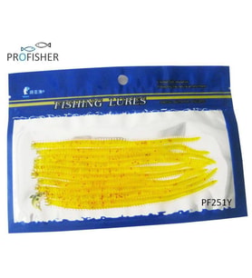 PROFISHER 10 Adet Set 13,5cm Simli Sarı Silikon Solucan Sahte Yem  