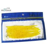 PROFISHER 10 Adet Set 13,5cm Simli Sarı Silikon Solucan Sahte Yem  