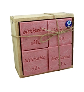 Bitkiselce El Yapımı Gül Sabunu 450 gr. 4 kalıp sabun