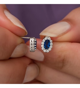 Safir Taşlı Gümüş Küpe