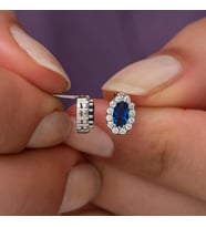 Safir Taşlı Gümüş Küpe